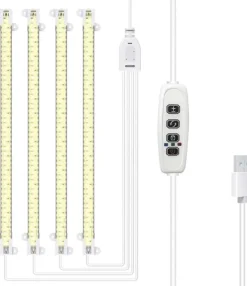 Online LED Plant Grow lights - Fullspektrum LED-ljus med Timerfunktion för inomhusodling, 4st LED-Lister, 33cm Kit För Växt- & Örtplantering