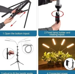 Clearance LED växtlampa för inomhusbruk – 420 fullspektrum LED med justerbart stativ 40–160 cm, golvlampa för odlingsväxter Kit För Växt- & Örtplantering