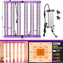 New LED Växtlampa, Full Spektrum, 6500K Färgtemperatur,320W Kit För Växt- & Örtplantering