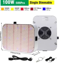 Clearance LED Växtlampa, Full Spektrum, Dimmbar,100W Kit För Växt- & Örtplantering