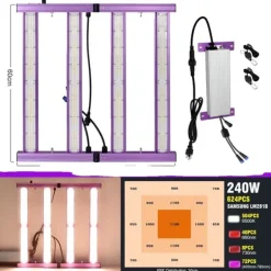 LED Växtlampa, Full Spektrum, 6500K Färgtemperatur,240W