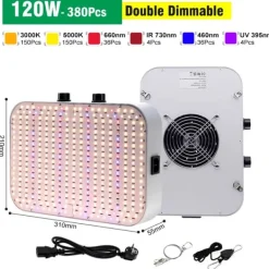 Best LED Växtlampa, Full Spektrum, Dubbel Dämpbar,120W Kit För Växt- & Örtplantering