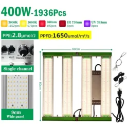 Hot LED Växtlampa, Fullspektrum, Dimmbar Design,Enkelkanal Kit För Växt- & Örtplantering