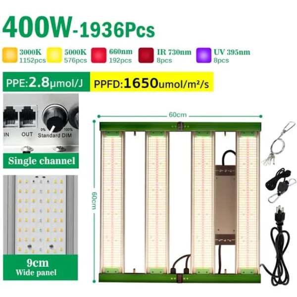 Hot LED Växtlampa, Fullspektrum, Dimmbar Design,Enkelkanal Kit För Växt- & Örtplantering