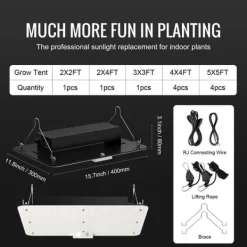 LED Växtlampa, 150W Full Spektrum Dimbar, Högavkastande Samsung 2B1B Dioder för inomhusodling, Fröplantor och Blomning.