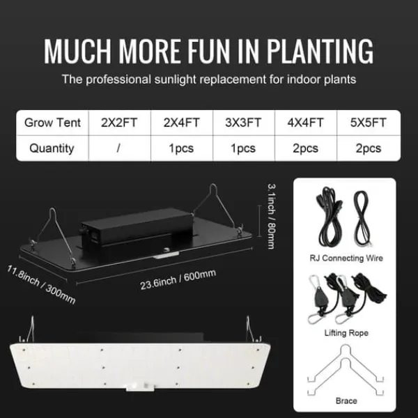 LED Växtlampa, 200W Full Spektrum Dimbar, Hög Avkastning Samsung Dioder för Inomhusodling, Fröplantor och Blomning.
