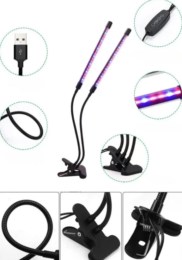 Best LED-lampa för odling av växter, fullspektrumblomning med klämmjustering Kit För Växt- & Örtplantering