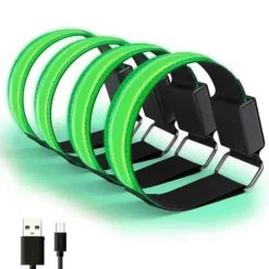 LED-reflekterande armband - 4-pack - USB-uppladdningsbar - Justerbara säkerhetslampor för utomhusaktiviteter
