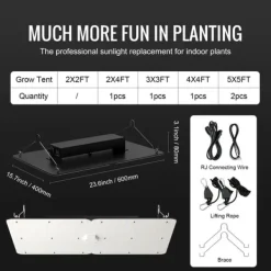 Hot LED-växtlampa, fullspektrum, justerbar ljusstyrka,300W Kit För Växt- & Örtplantering