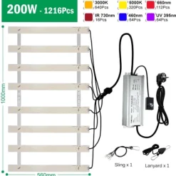 Best LED-växtlampa, fullspektrum, dimbar design,EU, 200W Kit För Växt- & Örtplantering