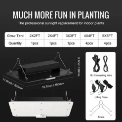 Sale LED-växtlampa, fullspektrum, justerbar ljusstyrka,150W Kit För Växt- & Örtplantering