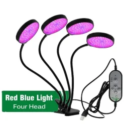 Clearance LED-växtlampa, Fullspektrumskontroll, Solliknande Fytolampa, TypA 4 huvud Kit För Växt- & Örtplantering