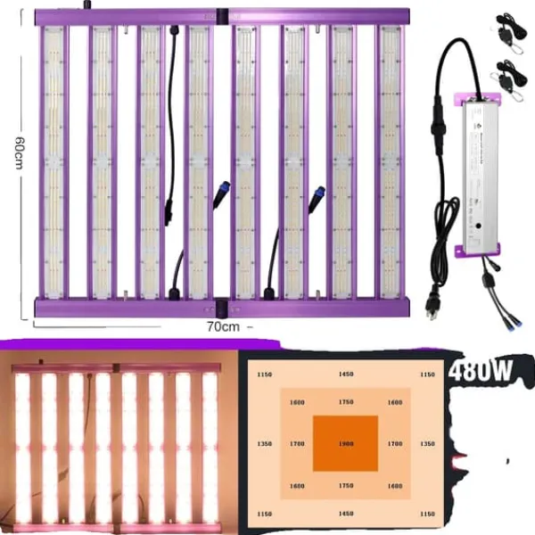 Clearance LED-växtljus, fullspektrum, dimmbara kontroller,480W Kit För Växt- & Örtplantering