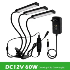 Outlet LED-växtljus, Fullspektrum, Dimbar Tidtagning, 12V Adapter 60W Kit För Växt- & Örtplantering