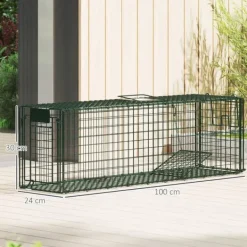 Levandefångstfälla - Burfälla för råttor - Mått 100 x 24 x 30 cm - Två dörrar - Stålram - För inomhus och utomhus - Brun