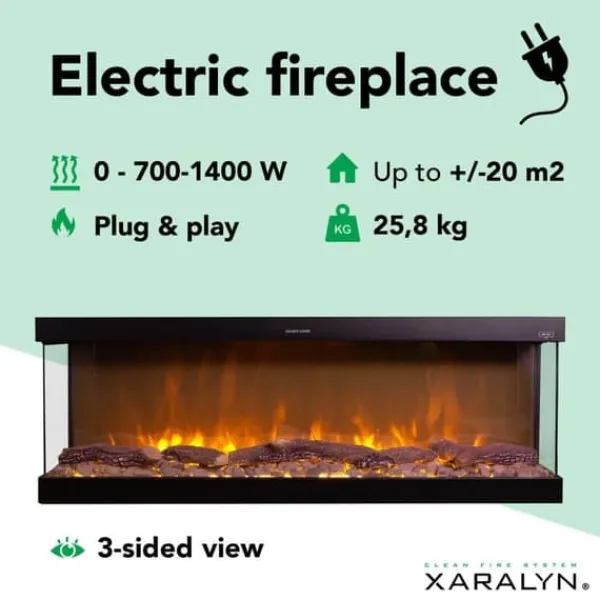 Levico 120 elektrisk inbyggd spis - 3-sidig inbyggd spis med värme - 1400 Watt - fjärrkontroll