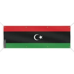 Discount Libyens flagga Banner 8 öljetter 90x270 cm Flaggor & Vindstrutar