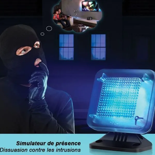 Ljusnärvarosimulator med programmerbar TV-effekt och sensor i svart och vitt