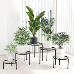 Lollanda Blomställning, växtställ, blomkrukställning, blomsterstöd, för trädgård och balkong, 5-delars set