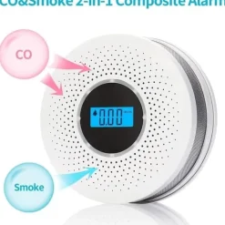 Best Lollanda 2-i-1 Brand- & Kolmonoxiddetektor för Hemmet – LCD-display och ljudlarm, Batteridriven med Hög Känslighet Rök- & Koloxiddetektorer
