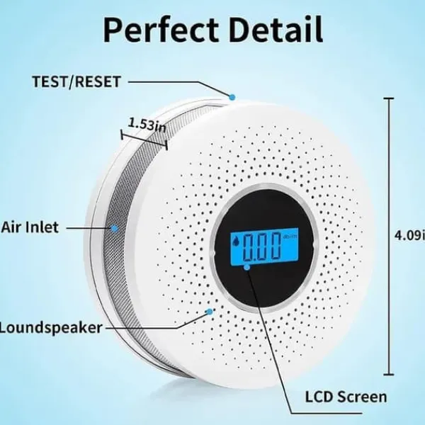 Best Lollanda 2-i-1 Brand- & Kolmonoxiddetektor för Hemmet – LCD-display och ljudlarm, Batteridriven med Hög Känslighet Rök- & Koloxiddetektorer