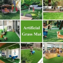 Clearance Lollanda Konstgräsmatta utomhus 0,5x2 m – 15 mm tjock, genomsläpplig gräsmatta för balkong, trädgård och uteplats, grön konstgräsmatta Markduk & Fiberduk