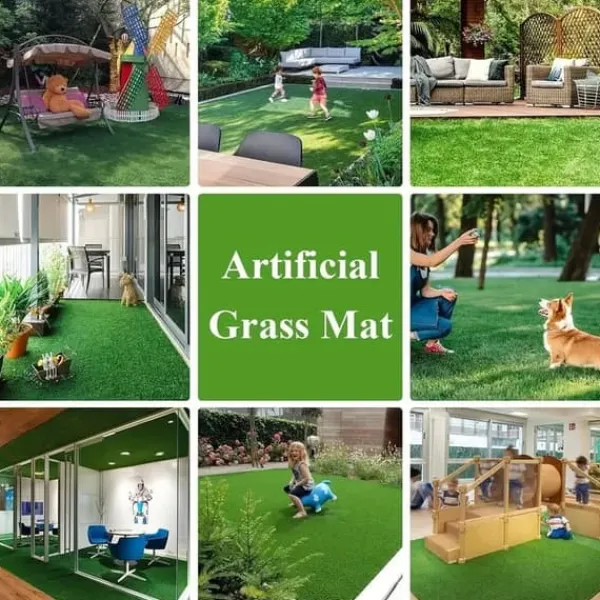 Clearance Lollanda Konstgräsmatta utomhus 0,5x2 m – 15 mm tjock, genomsläpplig gräsmatta för balkong, trädgård och uteplats, grön konstgräsmatta Markduk & Fiberduk