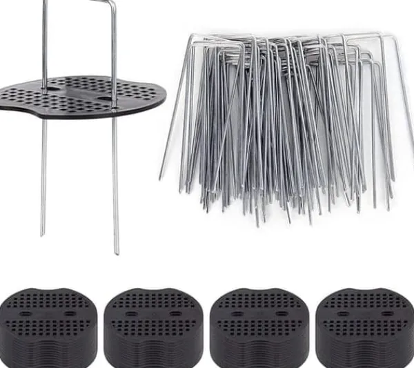 Lollanda Markspikar 50-pack, ankringspinnar för trädgård - Rostfritt Stål, U-formade, Växthus - Silver - 100 × 40×3 mm