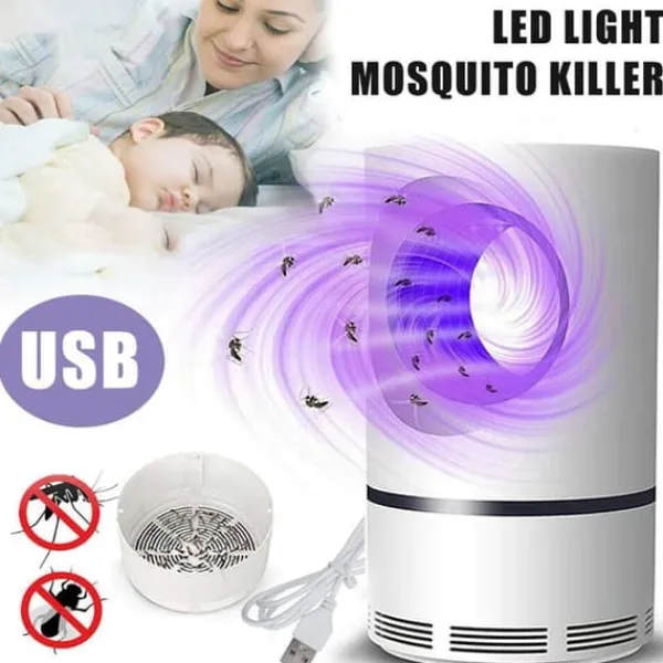 Lollanda Myggdödare med LED-ljus, USB-laddningsbar insektsdödare för myggor fruktflugor flygande gnats och insekter