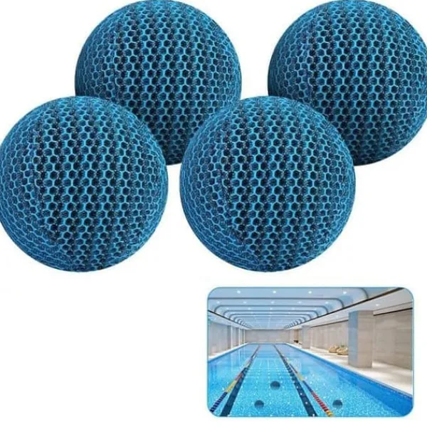 Lollanda 4-pack 7 cm återanvändbara filterbollar – effektiv uppsugning, passar för bubbelbad och poolrengöring