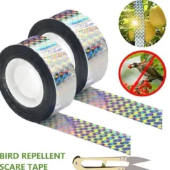 Lollanda 2-Pack Fågelskyddstejp 80m, Fågelskrämma Reflekterande Band – med Sax, aturligt fågelavvisande och dekorativt