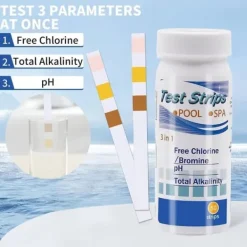 Clearance Lollanda 50-pack 3-i-1 Pooltestremsor och Spa-teststickor - pH, Vattentestare, Alkalinitet, Fritt Klor Pool- & Spatillbehör