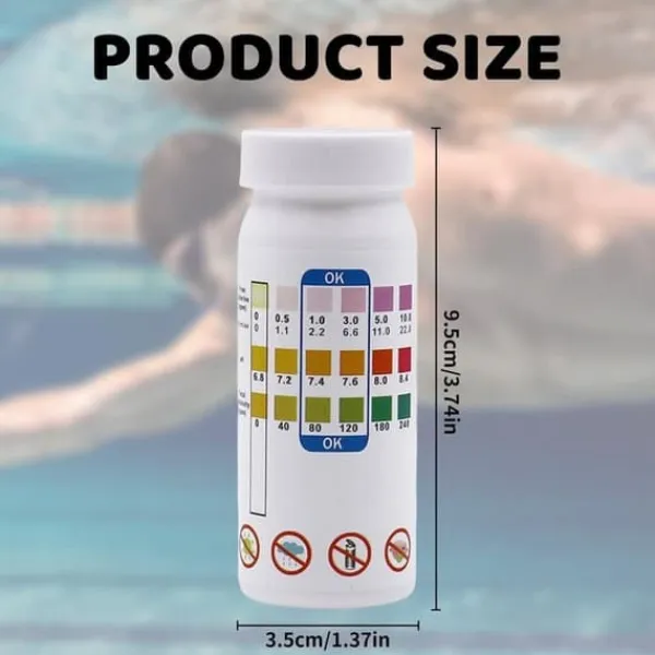 Clearance Lollanda 50-pack 3-i-1 Pooltestremsor och Spa-teststickor - pH, Vattentestare, Alkalinitet, Fritt Klor Pool- & Spatillbehör