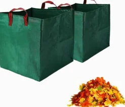 Discount Lollanda 2-pack Trädgårdssäckar 270L – Självstående Trädgårdspåsar med Handtag 65x65x65 cm, för Löv, Gräs, Ved & Trädgårdsavfall Trädgårdskorgar