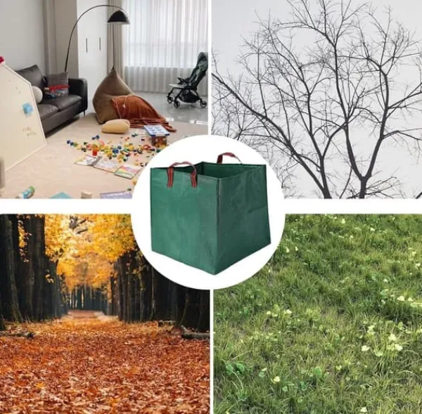 Discount Lollanda 2-pack Trädgårdssäckar 270L – Självstående Trädgårdspåsar med Handtag 65x65x65 cm, för Löv, Gräs, Ved & Trädgårdsavfall Trädgårdskorgar
