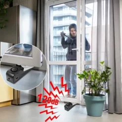 Lollanda Portabel 2-i-1 dörrstopp-larm – 120 dB högt ljud, inbrottsskydd och hem säkerhetslarm med nödlarm