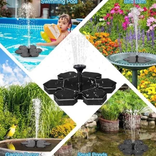 Hot Lollanda Solcellsdriven Fontänpump med 7 Munstycken - Flytande Sol Fontänpump, för Trädgård, Pool och Fågelbad Fontäner & Dammar