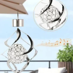New Lollanda Solcellsdriven Vindspelslampa, Vindspel med RGB, Vindspel Med Solcell LED, IP65, Vindklocka Trädgårdsdekoration Utomhusbelysning Vinddekoration