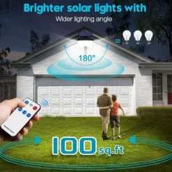 Outlet Lollanda Solcellsstrålkastare, Utomhus solcellslampa med rörelsesensor – Vattentät, 190 LED, 3 lägen, vägglampa för trädgård och uppfart Säkerhetslampor