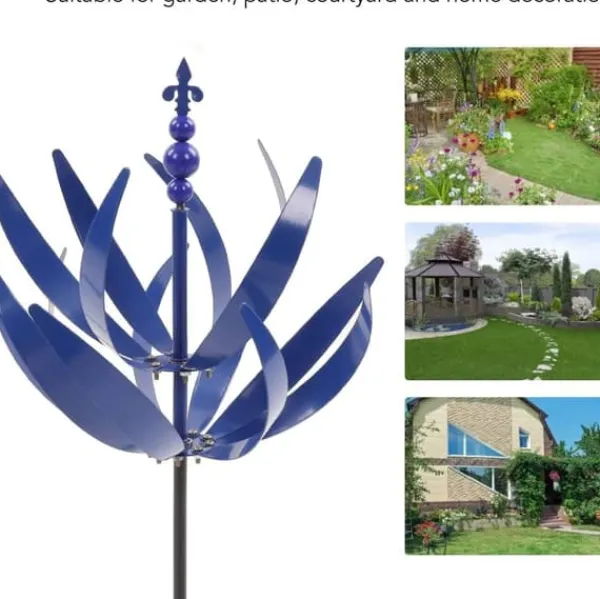 Lollanda Vindsnurra för trädgård, 3D Harlow, vindsnurror i metall för gård och trädgård Vinddekoration