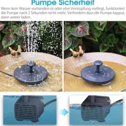 Clearance Lollanda 5W Solcellsdriven Fontänpump med 6 Munstycken - Flytande Sol Fontänpump, för Fågelbad och Trädgård Fontäner & Dammar