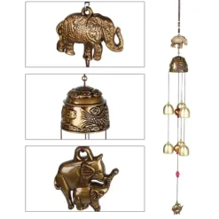 Clearance Lycka till Feng Shui Color Elephant Wind Chimes - Kinesisk heminredning Vinddekoration