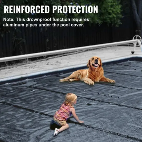 Discount 4m x 7m poolskydd, pool säkerhetsskydd, slitstarkt PVC-material, förbättrad säkerhet, skyddad mot skräp och löv, lätt att installera Pool- & Spatillbehör