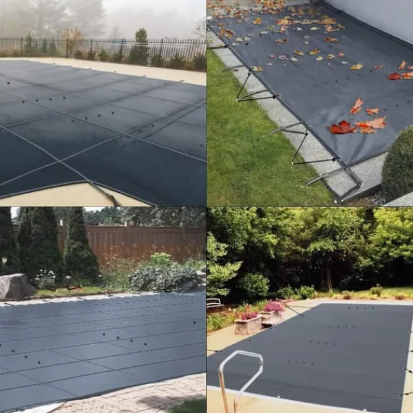 Discount 4m x 7m poolskydd, pool säkerhetsskydd, slitstarkt PVC-material, förbättrad säkerhet, skyddad mot skräp och löv, lätt att installera Pool- & Spatillbehör