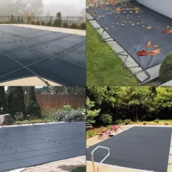 New 4m x 8m poolskydd, pool säkerhetsskydd, slitstarkt PVC-material, förbättrad säkerhet, skyddad mot skräp och löv, lätt att installera Pool- & Spatillbehör