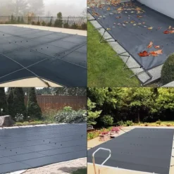 3,5m x 6m poolskydd, pool säkerhetsskydd, slitstarkt PVC-material, förbättrad säkerhet, skyddad mot skräp och löv, lätt att installera