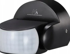 Maclean PIR-rörelsedetektor, infraröd, IP65, svart, räckvidd 12m, max. belastning 800/1200W, MCE468 B