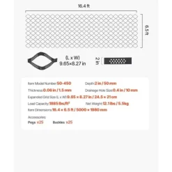 Markgaller 2-tums, Geocellgaller 16,4x6,5FT / 5000x1980mm, Perfekt för Grusstabilisering