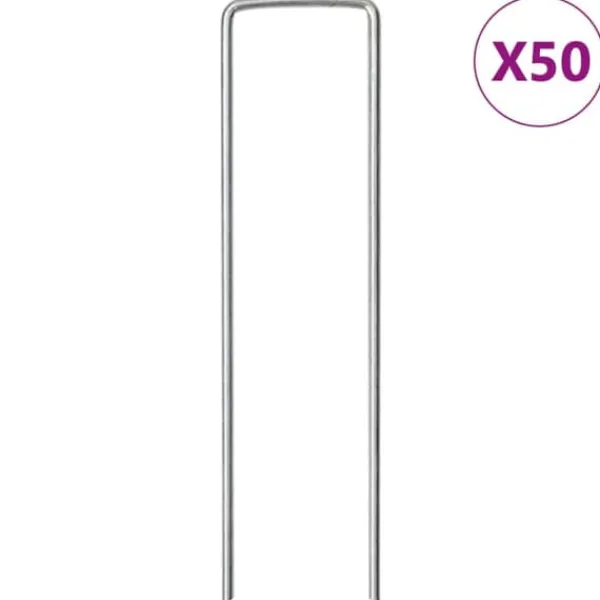 vidaXL Markpinne U-format 50 st 15x3,5 cm galvaniserat stål
