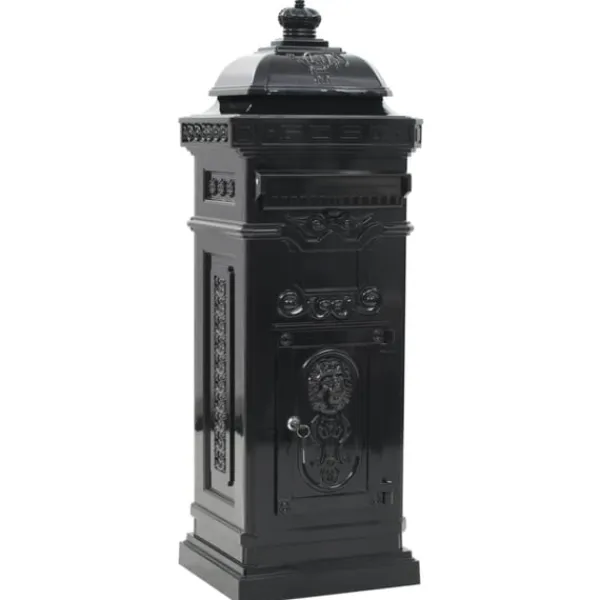vidaXL Markpostlåda vintage stil rostfri aluminium svart